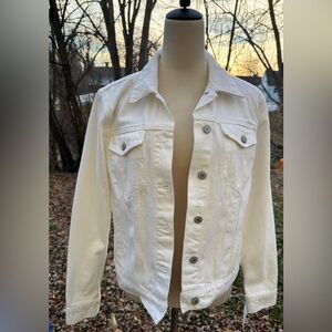 Lucky Brand Jacket Woman’s Large White Denim Button Up NEW WITH TAGS
